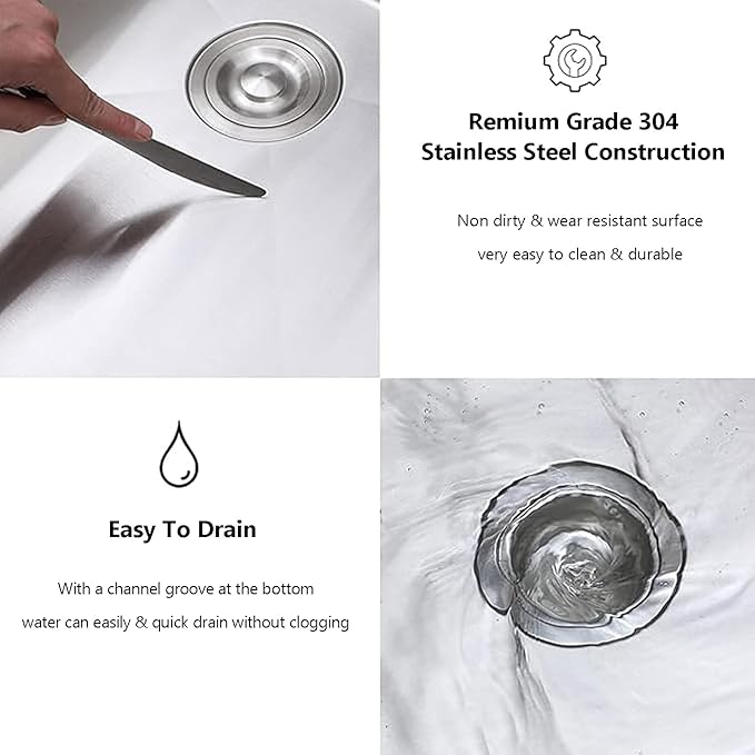 15 Drop In Bar Sink, 16 Guage Stainless Steel 13x15x9 Wet Bar Prep RV Outdoor Small Kitchen Sink Topmount Single Bowl with Drain