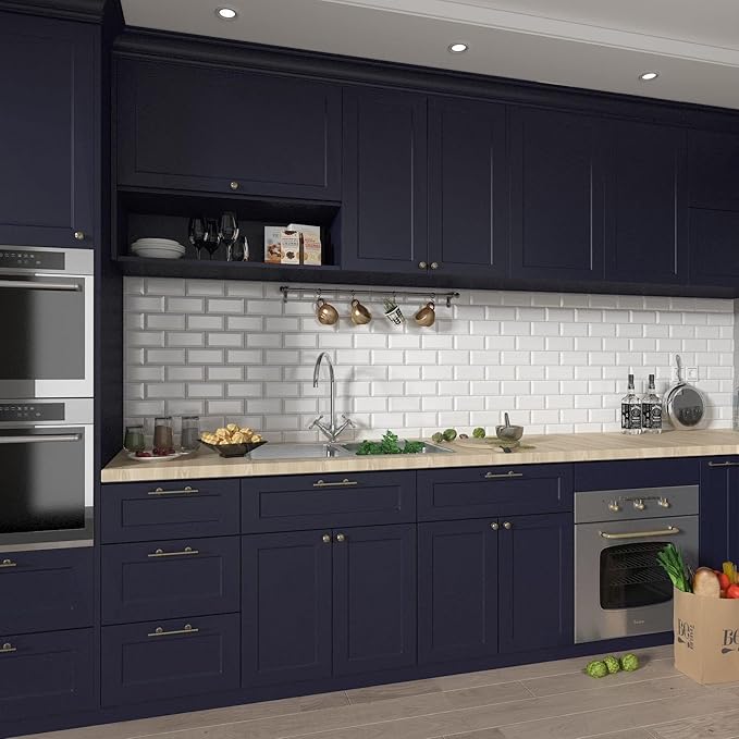 Decotalk 200"x12" Navy Wallpaper Removable Dark Blue Contact Paper Peel and Stick Blue Contact Paper for Cabinets Decorative Solid Color Wallpaper for Bedroom Self Adhesive Vinyl Wrap Matte