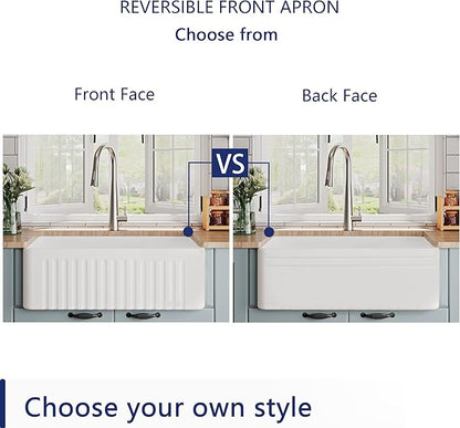 DeerValley Farmhouse Sink 30"x18" 10 inch Deep White Kitchen Sinks Fireclay Single Bowl Apron Front Lavabos de Cocina with Accessories