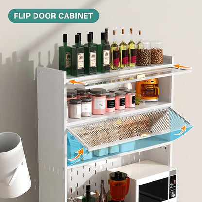 73‘’ Tall Kitchen Metal Pantry Cabinet, Pantry Storage Cabinet with Microwave Shelf and Door, Hutch for Kitchen, Dining Room, Living Room