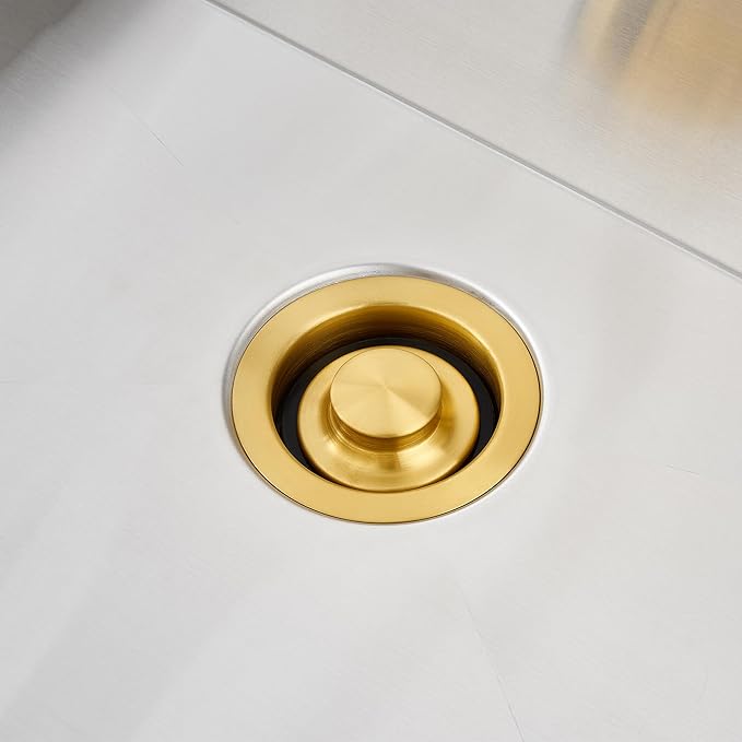 Luxier GD02-G Kitchen Sink Garbage Disposal Flange and Stopper in Brushed Gold