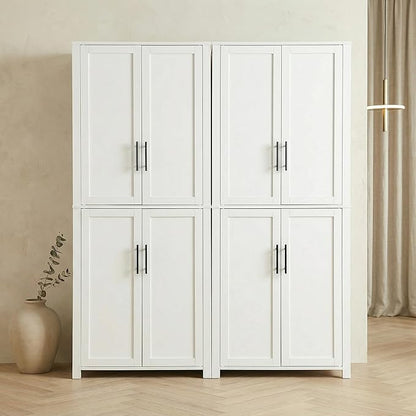 Casaphoria Kitchen Pantry Cabinet, 67" Tall Freestanding Kitchen Cabinet with 4 Adjustable Shelves, 56" W Storage Cabinet for Kitchen Pantry Organization (White, Double)