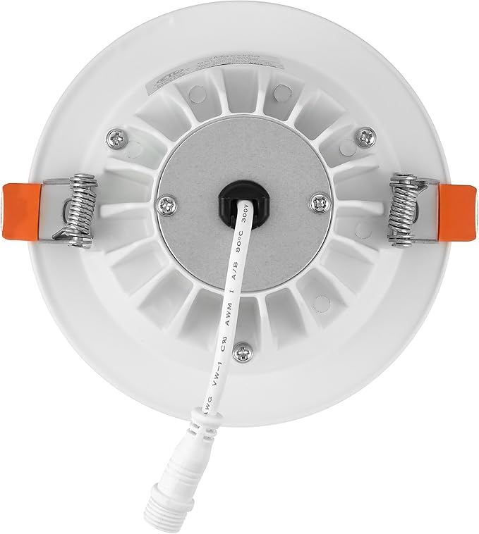Maxxima 4 in. Ultra-Thin Recessed Anti-Glare LED Downlight - Canless IC Rated, 1200 Lumens, 5 Color Temperature Selectable 2700K/3000K/3500K/4000K/5000K, Dimmable Round White Trim Black Baffle, 90 CRI