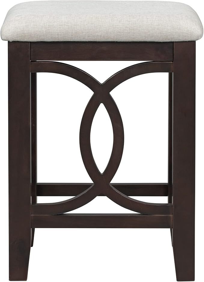 Rustic Dining Table Set, Farmhouse 3-Piece Counter Height Dining Table Set with USB Port and Upholstered Stools for Small Places (Espresso/Farmhouse-A)
