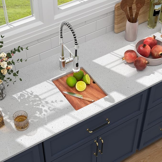 12 Inch Bar Sink Undermount - Beslend 12x15 Undermount Kitchen Sink RV Sink, Stainless Steel Small Sinks Wet Bar Sinks Workstation 16 Gauge Single Bowl Under Counter, 9" Height