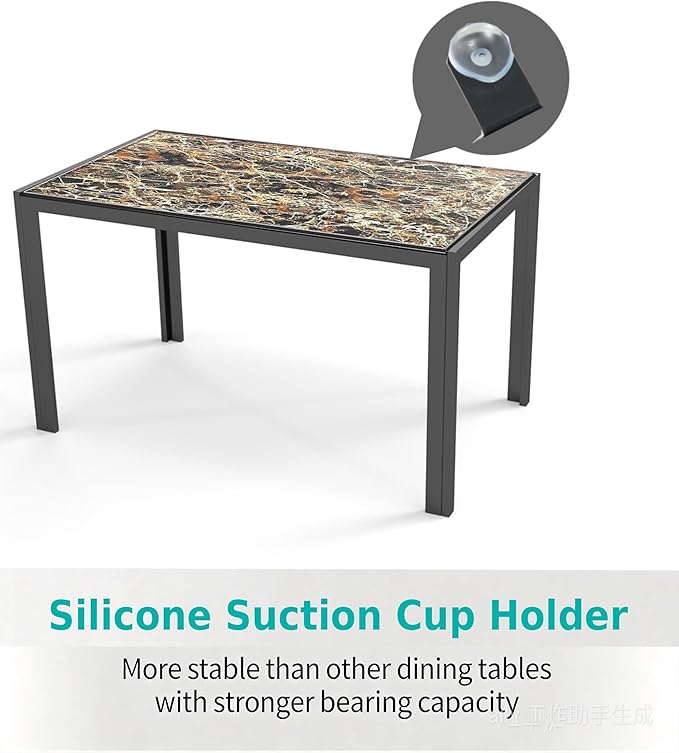 Gizoon 5 Piece Glass Dining Table Set, Kitchen and Chairs for 4, PU Leather Modern Room Sets for Home, Kitchen, Living Room