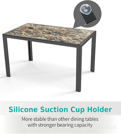 Gizoon Glass Dining Table Sets for 6, 7 Piece Kitchen Table and Chairs Set for 6 Person, PU Leather Modern Dining Room Sets for Home, Kitchen, Living Room