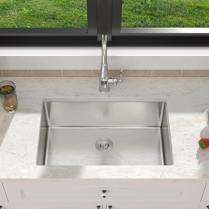 28 Inch undermount Kitchen Sink 18 Gague Stainless Steel Single Bowl Sink Handmade Large Deep Kitchen Sinks,28"x18"x9"