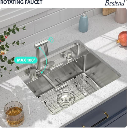 Outdoor Sink 21x18x9 Inch Undermount Bar Sink With Faucet and Cover 16 Gauge Stainless Steel Single Bowl Sinks with Folding Faucet Indoor Outdoor