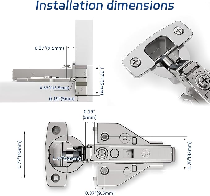 Soft Close Cabinet Hinges 10 Pack 4D Adjustable with Speed Control-Full Overlay 3/4 Inch Face Frame Hinges, Concealed Self-Closing Hinges for Frameless & Face Frame Cabinets
