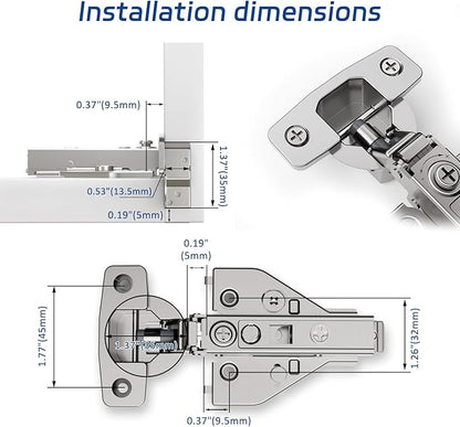 Soft Close Cabinet Hinges 10 Pack 4D Adjustable with Speed Control-Full Overlay 3/4 Inch Face Frame Hinges, Concealed Self-Closing Hinges for Frameless & Face Frame Cabinets