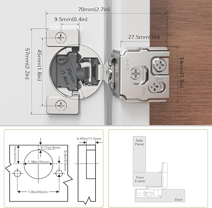 Chibery 50 Pack 1-1/2” Overlay 4D Soft Close Cabinet Hinges, Concealed Face Frame, Adjustable Closing Speed, 105° Opening Smooth Slow, Hidden Self Closing for Kitchen Corner, Cupboard (with Template)