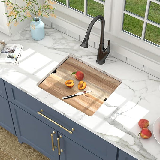 Lordear 21 Inch Granite Composite Bar Sink - 21"x18" Undermount Kitchen Sink Black Single Bowl Under Counter Ledge Workstation Bar Prep RV Basin