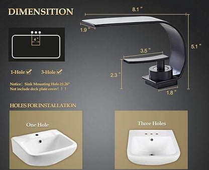Becola Matte Black Modern Single Hole Bathroom Faucet, Low Arc Brass Ceramic Valve Vanity Sink Faucet, Single Handle 1 Hole / 3 Holes Hot and Cold Water Mixer Tap