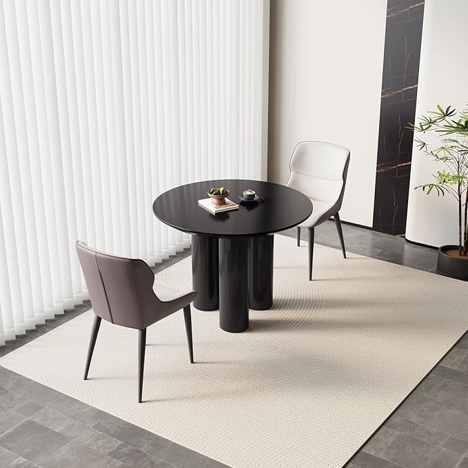 Guyii 39.37" Black Dining Table, Modern Round Kitchen Table, Small Indoor End Table for Kitchen, Bar, Living Room, Small Space, Easy Assembly, Table Only