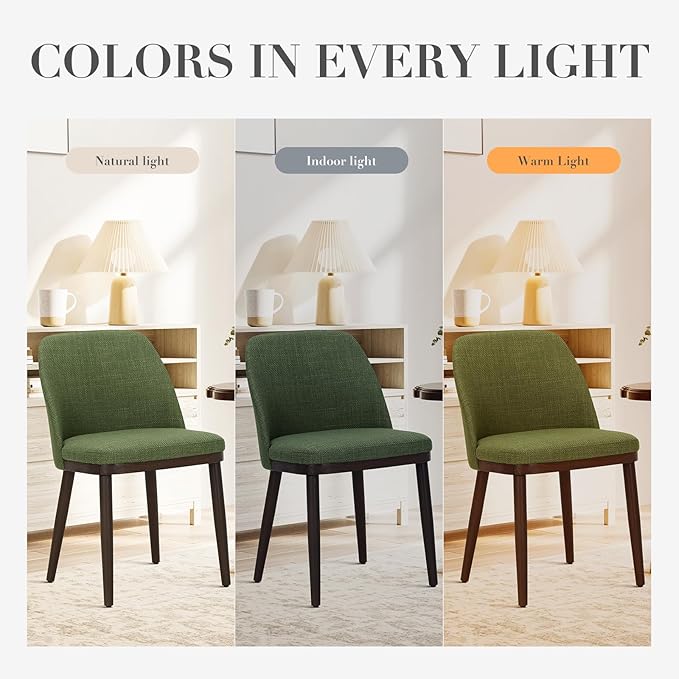 COLAMY Upholstered Dining Chairs Set of 4, Modern Kitchen Chairs with Back, Leather Side Dining Room Chairs with Wood Legs for Kitchen Dining Room Restaurant,Green