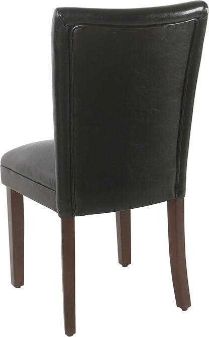 HomePop Parsons Upholstered Accent Dining Chair, Set of 2, Black Faux Leather