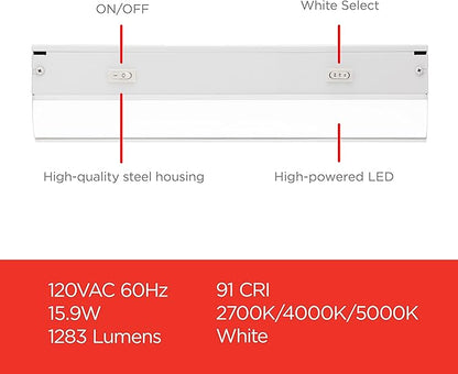 UltraPro 36 inch Hardwired Under Cabinet Lights, 3 Color Settings - 2700K/4000K/5000K - Warm White, Cool White, and Daylight, Under Cabinet Lighting, Dimmable Under Counter Lights for Kitchen, 45369