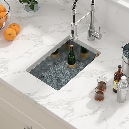 Sarlai Stainless Steel Bar Sink Undermount - 10"x18"x8" Undermount Bar Prep RV Small Kitchen Sink 16 Gauge Stainless Steel Single Bowl Under Counter Small Outdoor Sinks Basin