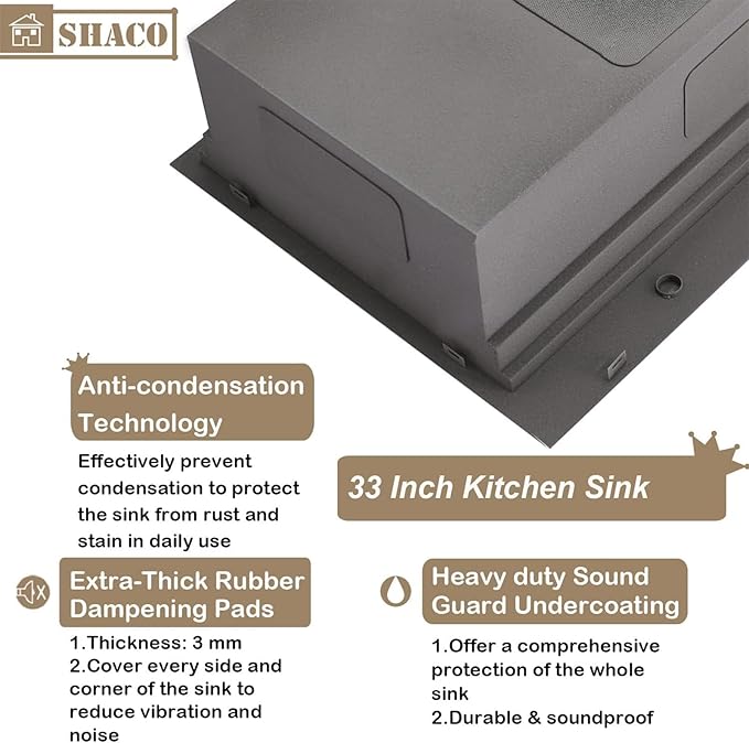 SHACO 33x22 Black Drop In Kitchen Sink, 33 Inch Topmount Gunmetal Black Stainless Steel Single Bowl Overmount Double Ledges Workstation Sink with Accessories