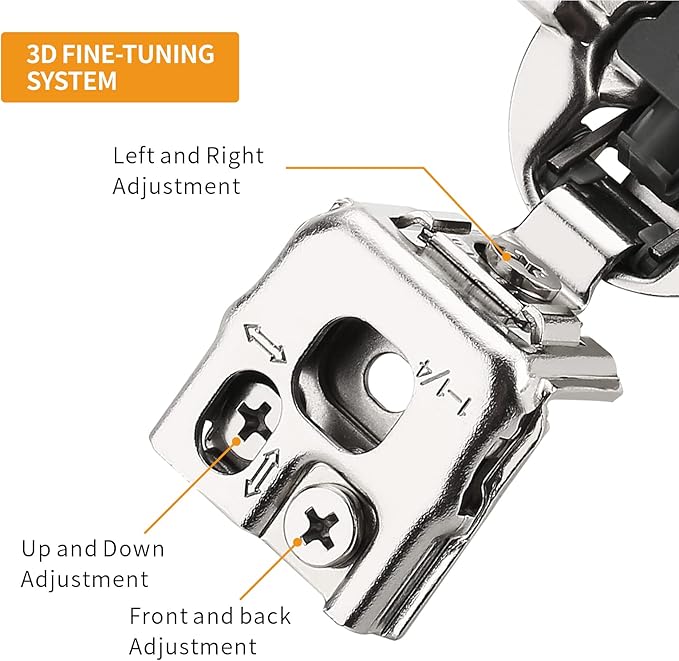 Chibery 2 Pack 1-1/4" Overlay 3D Soft Close Concealed Hinge for Face Frame Door, Smooth Slow Self Closing Hinges, Satin Nickel, Hidden 105° Open Angle Stainless Steel Hinge for Kitchen Cabinet Door