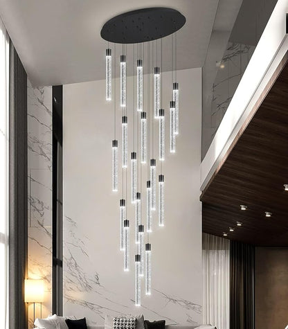 Long Large Modern Led Crystal Chandeliers Modern Spiral Chandeliers High Ceilings Chandelier for Staircase Foyer