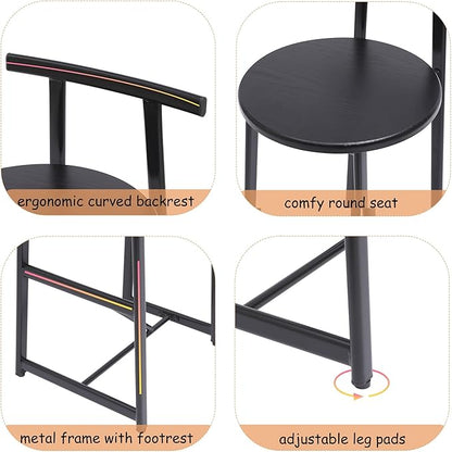 Kitchen Island Bar Chairs Set of 3 Metal Counter Barstools with Backrest for Dining Pub Room