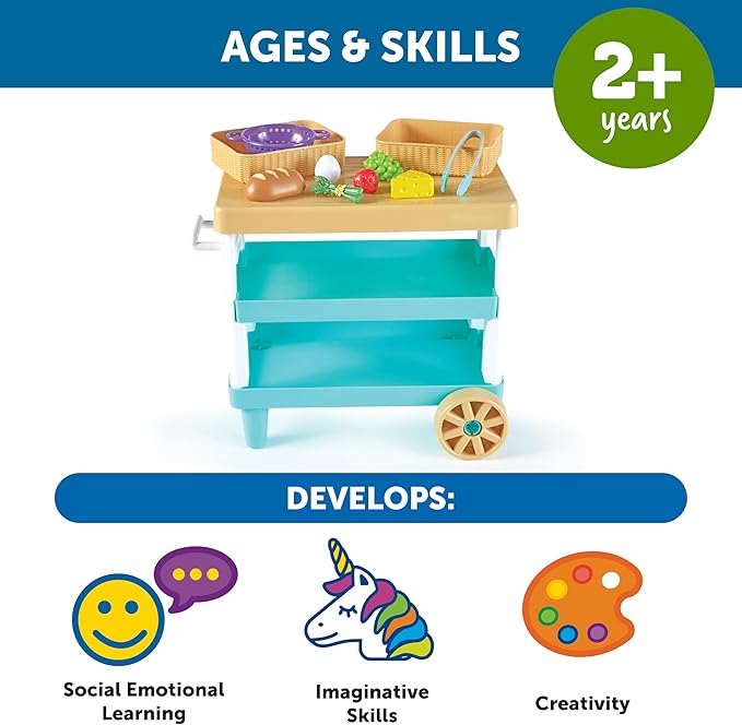 Learning Resources New Sprouts Prep ‘n’ Store Kitchen Island - Pretend Play Kitchen for Toddlers, Food Toys, Imaginative Role Play and Social Skills, Grocery Playset, Gifts for Boys and Girls