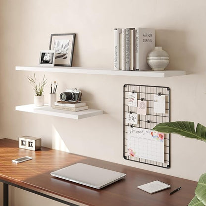Wall Shelf Set of 1, White Floating Shelves 24 in W x 10 in D x 1 in H, Wooden Floating Wall Shelf with Invisible Brackets for Living Room/Bedroom/Bathroom/Kitchen Storage and Decor
