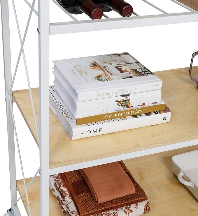 Honey-Can-Do Rolling Kitchen Island, White/Oak SHF-09512 White