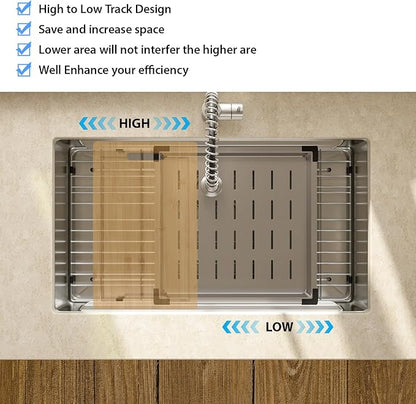 Lordear 33 Inch Undermount Kitchen Sink Stainless Steel 16 Gauge Single Bowl Workstation Large Sinks 33 x19 Inch Double Ledges Under Counter Handmade Sink
