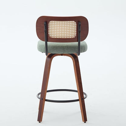 Modern Dining Chair Mid-Century Counter Height Bar Stools with Upholstered Seat, Sturdy Stable Dining Chairs for Kitchen Island, Counter, Bar or Dining Room Furniture,Green-Foam-setof3