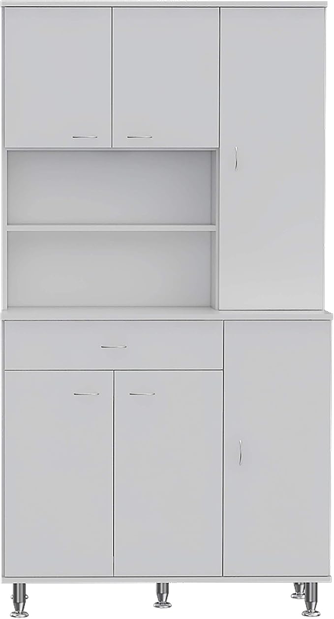 Modern Kitchen Pantry, White Storage Cabinet with 1-Shelf and 1-Drawer, Easy to Maintain, for Dining Room