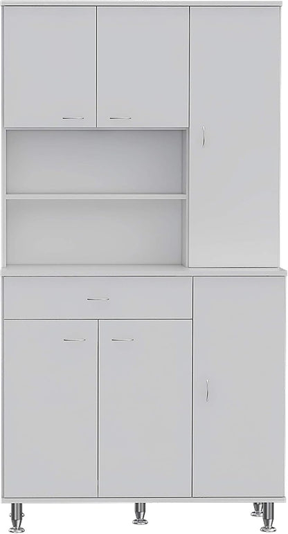 Modern Kitchen Pantry, White Storage Cabinet with 1-Shelf and 1-Drawer, Easy to Maintain, for Dining Room