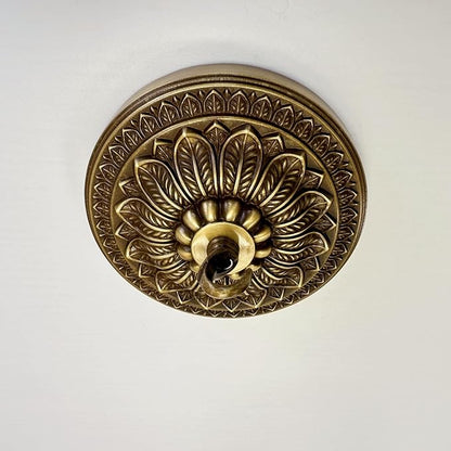 5.9 inches Brass Ceiling Light Canopy Plate, Antique Mounting Canopy Kit for Pendant Light, Hanging Fixture, Chandelier Plate Cover (Retro)