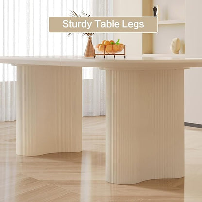 Dining Table Set for 6, Modern Kitchen Table with 6 Chairs, Dining Room Table Set for Kitchen,Dining Room,Home & Office (55.11" White Table with 6 Chairs)