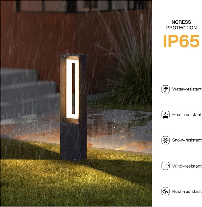 MVBT Outdoor Path Light, 31.5" Pathway Walkway Lights Waterproof Yard Landscape LED Bollard Lighting Lawn Lamp Garden Sidewalk Patio Backyard Ground Bright 3000K Lantern for Outside High Voltage Wired