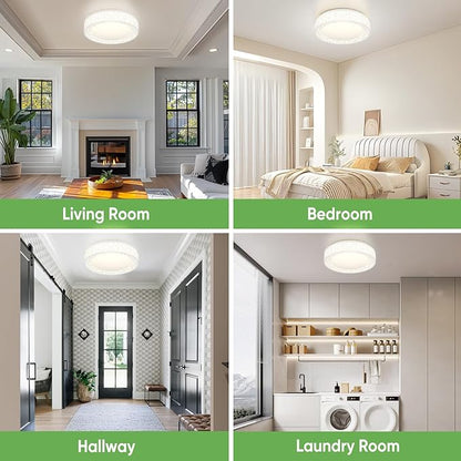 Lightania 12 Inch Flush Mount Ceiling Light, Modern White LED Ceiling Light Fixture, 20W 1400LM 2700-6500K Adjustable, Dimmable Ceiling Lights for Bedroom, Kitchen, Hallway, Bathroom, ETL