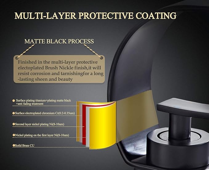 Becola Matte Black Modern Single Hole Bathroom Faucet, Low Arc Brass Ceramic Valve Vanity Sink Faucet, Single Handle 1 Hole / 3 Holes Hot and Cold Water Mixer Tap