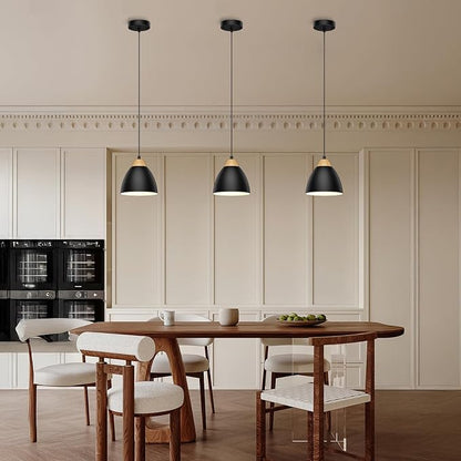 Black Pendant Lights for Kitchen Island, 5.9" Cone Metal Shade Adjustable Height Small Hanging Lamps for Dining Room Light Fixtures Over Table Modern Ceiling Fixture