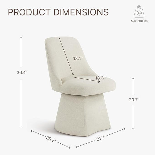 KISLOT Swivel Dining Chairs Set of 4, Upholstered Mid Century Modern Deskchair with High Back, Linen Fabric Kitchen Chairs for Dining Room, Bedroom, Dressing Room, Linen
