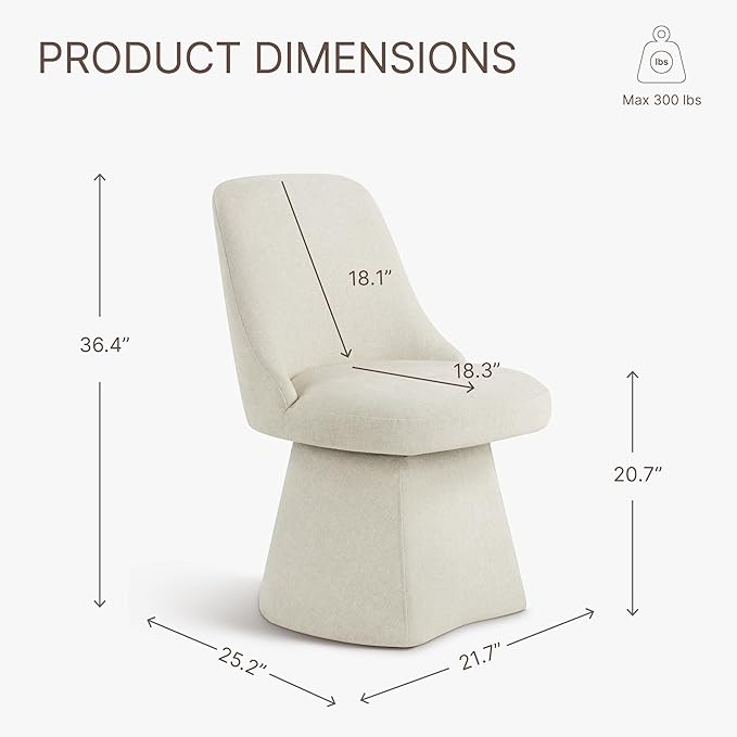 KISLOT Swivel Dining Chairs Set of 1, Upholstered Mid Century Modern Deskchair with High Back, Linen Fabric Kitchen Chairs for Dining Room, Bedroom, Dressing Room, Linen