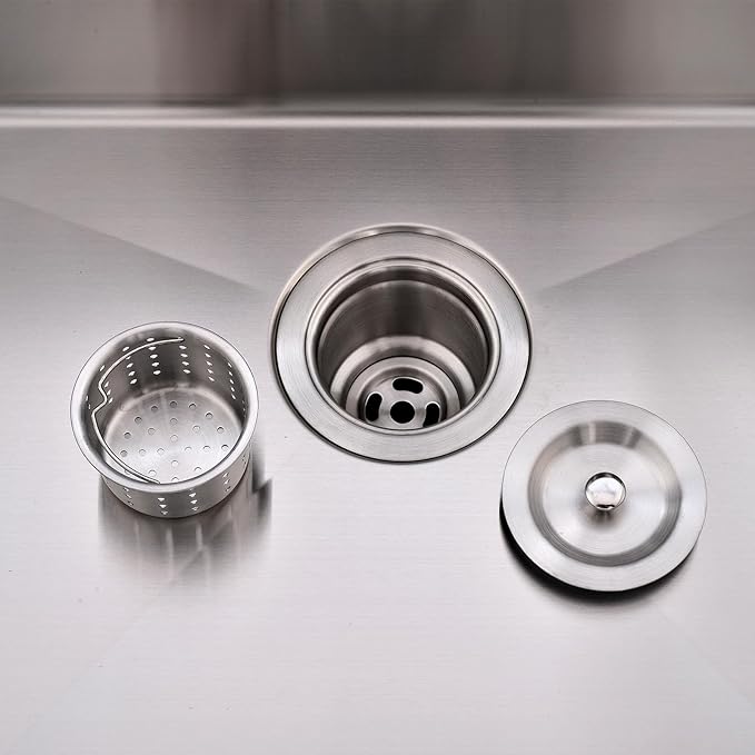 IKEBANA 25x22 Inch Brushed Nickel Kitchen Sink Drop in, 16 Gauge Stainless Steel Wet Bar Sink Topmount Single Bowl Small Kitchen Sinks, Outdoor RV Prep Sinks With Dish Grid& Drain