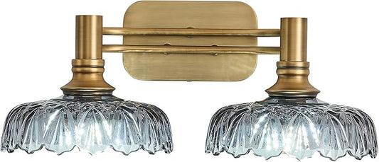 2 Light Bathroom Vanity Lights Grey Glass Lampshade Wall Sconces for Kitchen Dining Room Bedroom Hallway