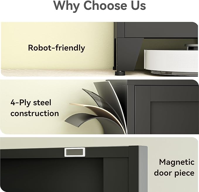 67" Tall Storage Cabinet with Reversible Doors and Adjustable Shelves,Metal Slim Freestanding Cabinet for Bathroom Kitchen Garage Small Spaces,Black,1 Pack