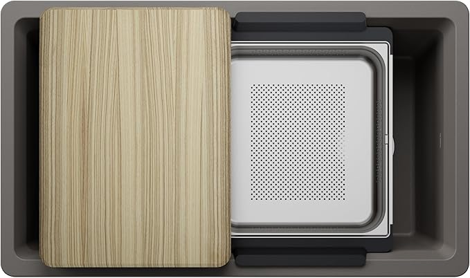Inteos SILGRANIT 33" Single Bowl Reversible Undermount Workstation Kitchen Sink - Volcano Gray