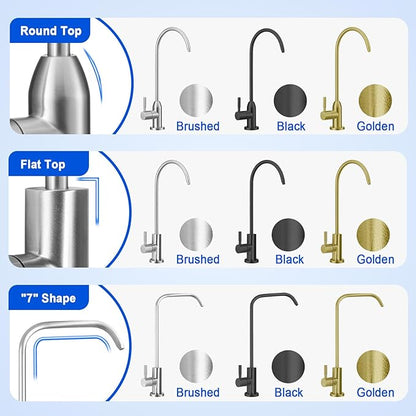Drinking Water Faucet - Long Thread Stem Filtered Water Tap for Thick Countertop,Lead-Free RO Faucet with Hose and Push Connect Fittings(Matte Black)