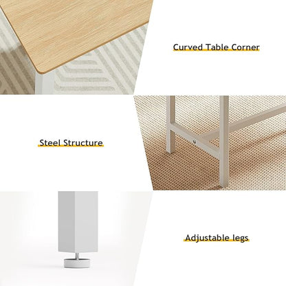 Rovibek 43" Dining Table Benches Set for 4, Modern Space Saving Kitchen Table Chairs & Adjustable Feet Breakfast Table 2 Benches, Wooden Industrial Style Farmhouse, White