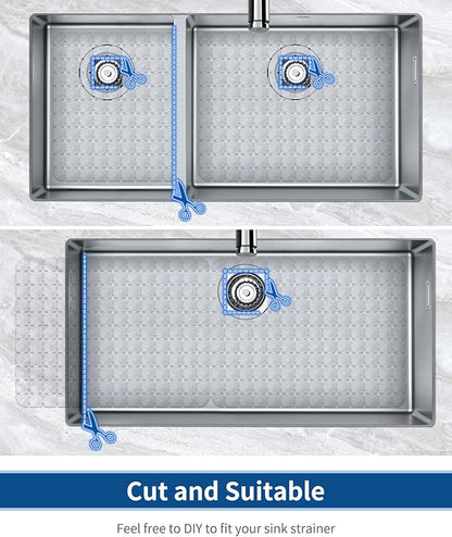 Bligli Sink Mat for Stainless Steel/Ceramic Sinks, 2 Pack 15.7x11.8 inches PVC Sink Protectors for Bottom of Kitchen Sink, Dishes and Glassware drain Mats, Durable and Fast Draining (Transparent)