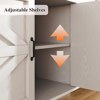 BestHaped 65 Inch Farmhouse Buffet Cabinet with Storage, White Sideboard Buffet Cabinet with Adjustable Shelves & 3 Drawers, Buffet Table Coffee Bar Wine Bar Storage for Kitchen & Living Room